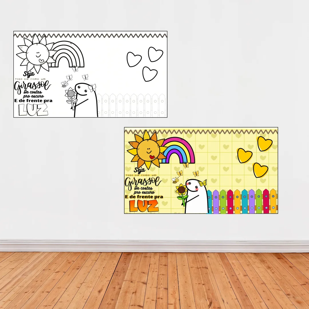 COMBO DE PAINEIS SETEMBRO AMARELO - FLORK: COLORIDO E PARA COLORIR