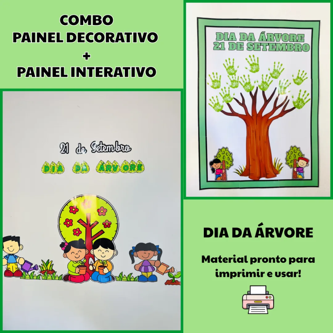 Combo Dia da Árvore: Painel Decorativo + Painel interativo