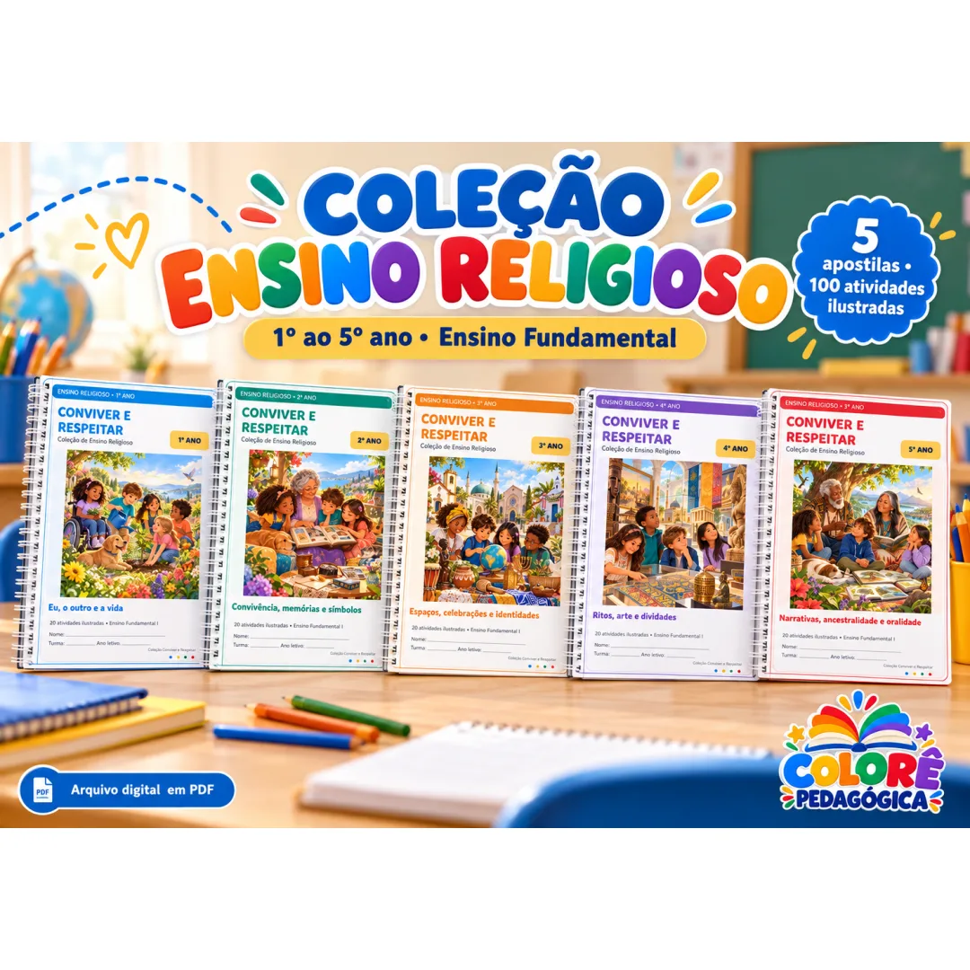 Combo Ensino Religioso do 1º ao 5º Ano 100 Atividades — Conviver e Respeitar em PDF