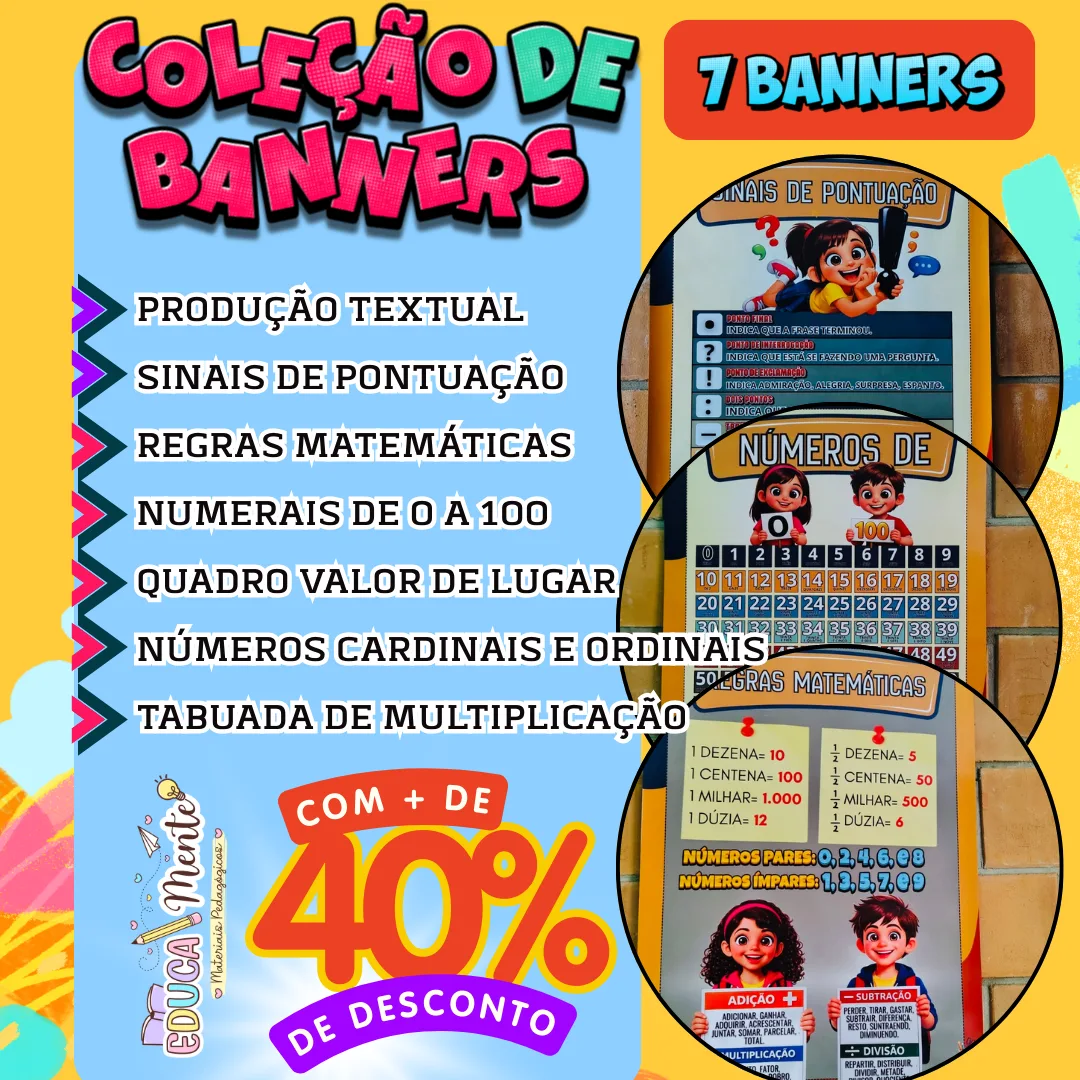 ✨ COMBO ESPECIAL – COLEÇÃO 7 BANNERS PEDAGÓGICOS ✨