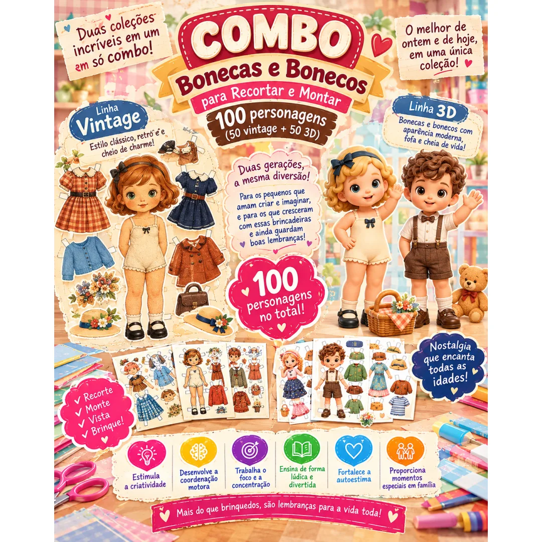 Combo Especial Papel e Pausa: o Encontro Entre a Nostalgia e a Modernidade! em PDF - para Crianças a Partir dos 5 Anos