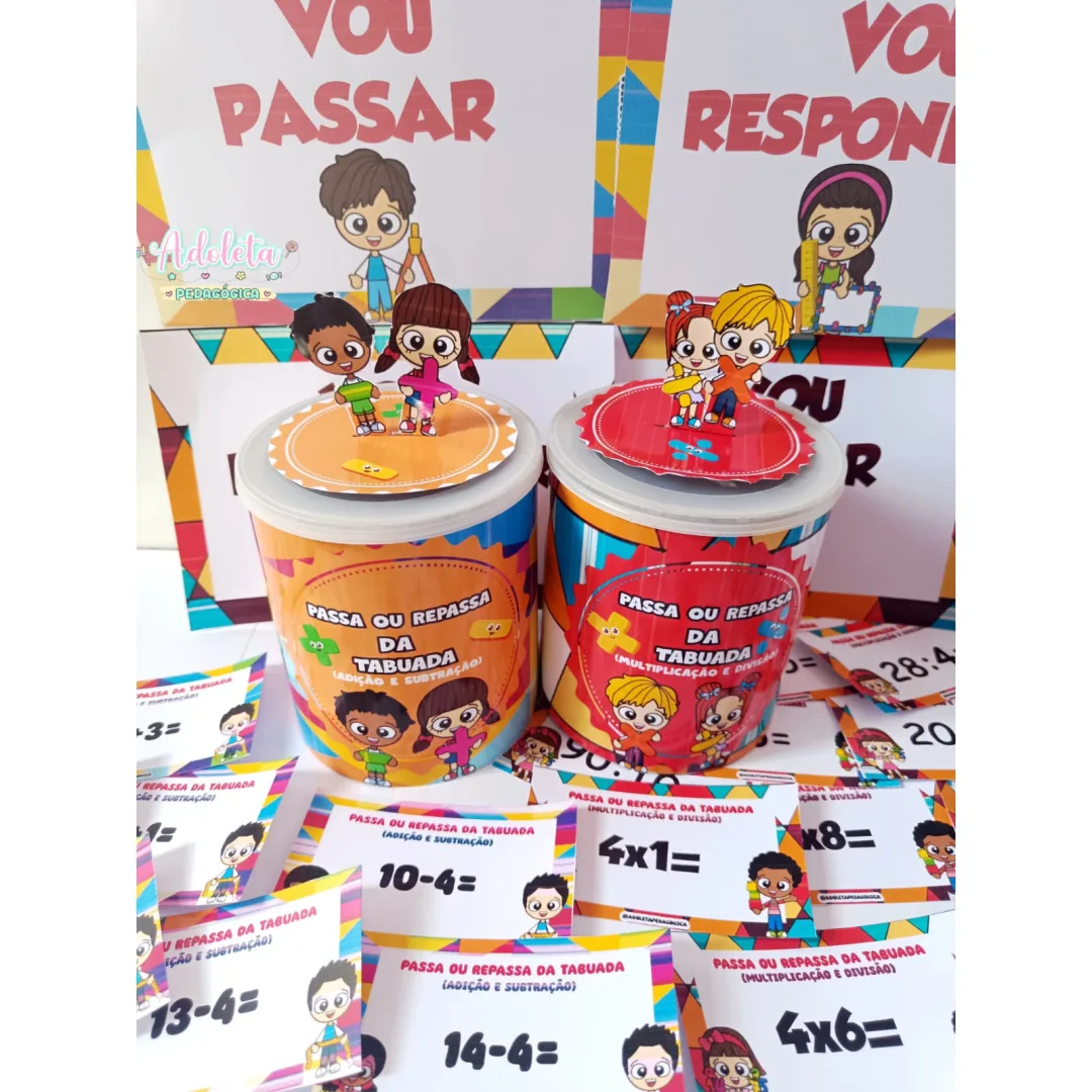 Combo Passa ou Repassa da Tabuada (Adição, Subtração, Divisão e Multiplicação)