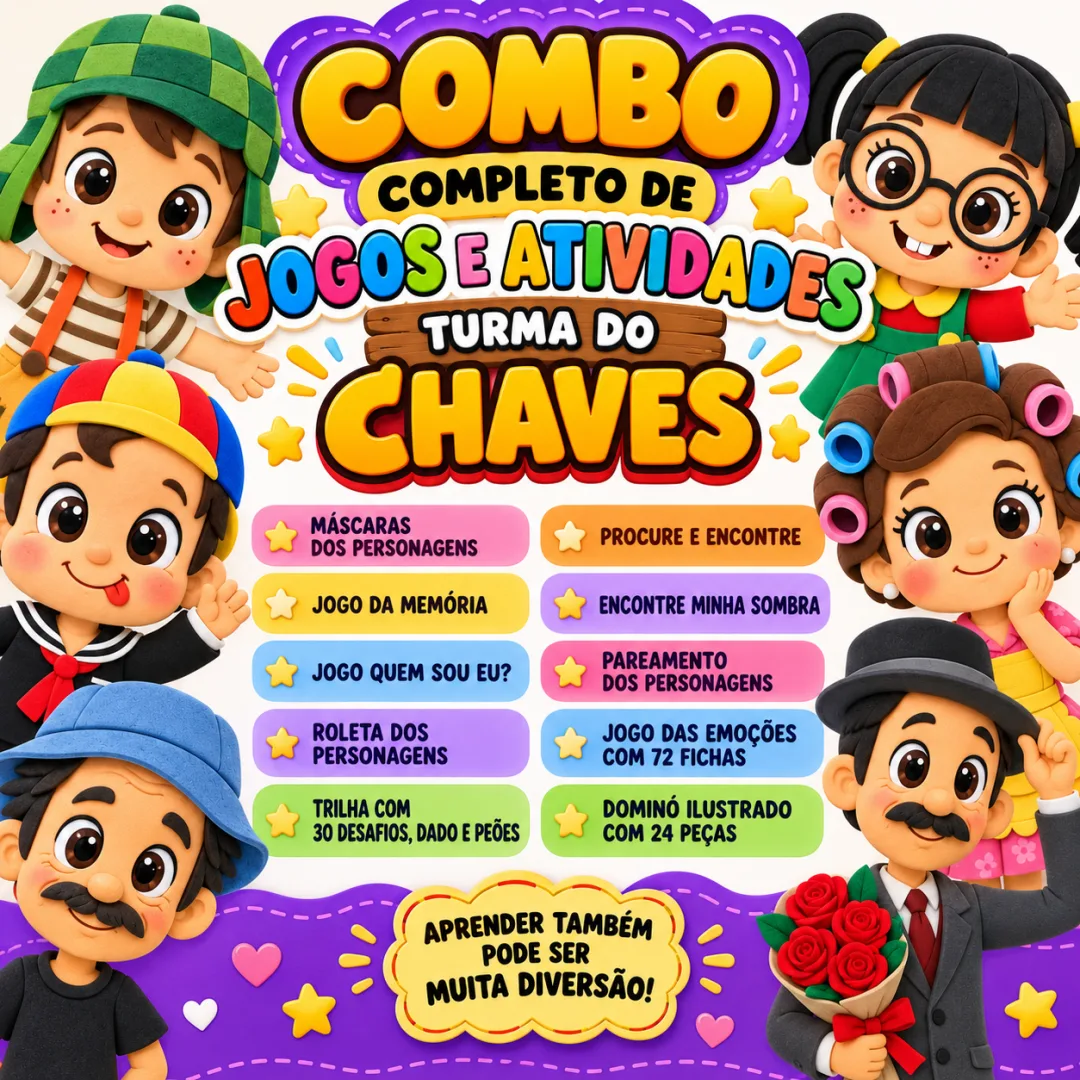 Combo Turma do Chaves - Kit Completo de Jogos e Atividades - Arquivo Digital - Educação Infantil