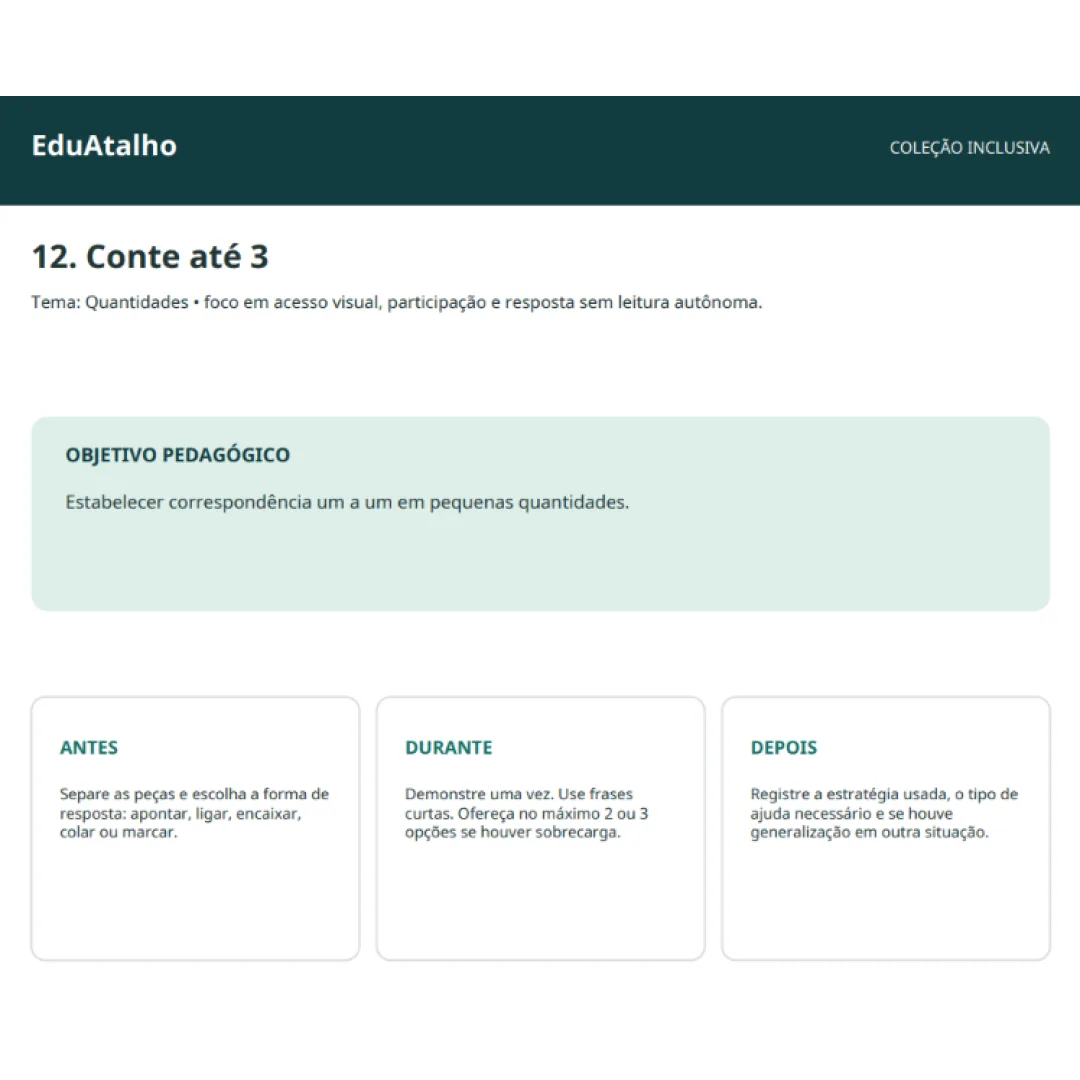 Conte Até 3 – Contagem e Quantidade com Cartões de Apoio em PDF