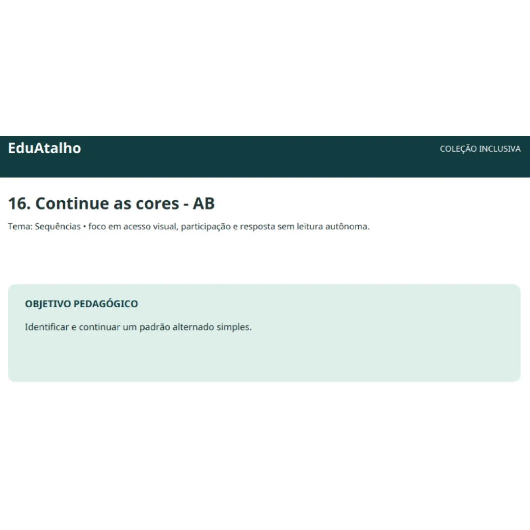 Continue as Cores – Sequência AB com Peças de Apoio em PDF