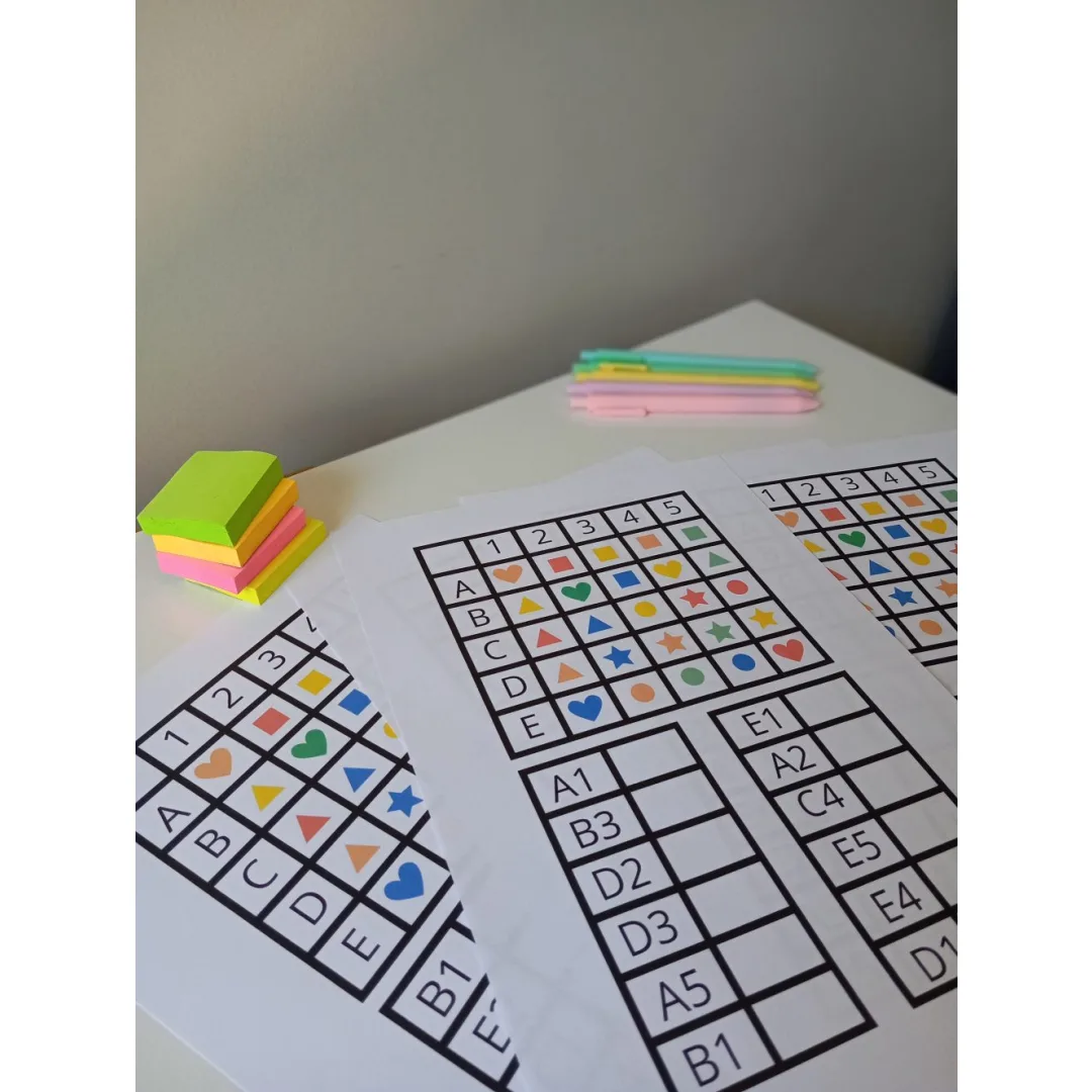 Coordenadas Divertidas Formas e Cores — Pronto para Imprimir