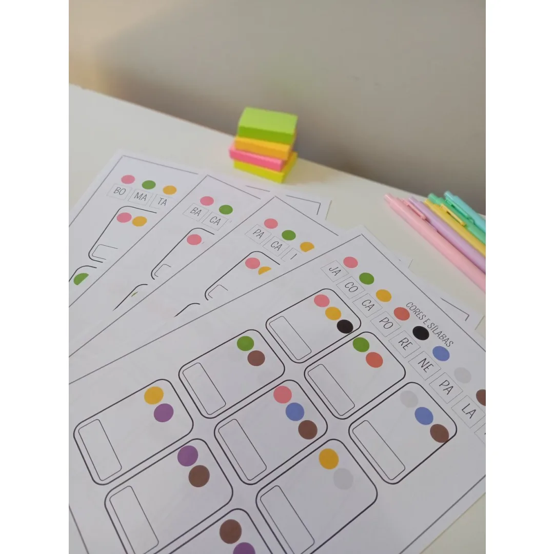 Cores e Sílabas — Pronto para Imprimir