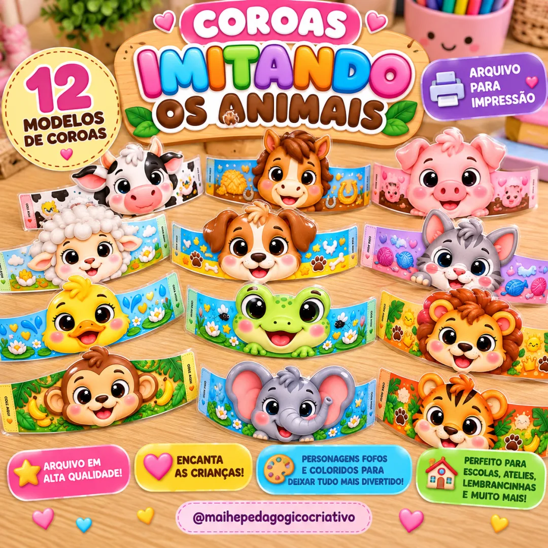 Imitando os Animais - Coroas Dos Animais - Educação Infantil - Arquivo Digital - Jogo