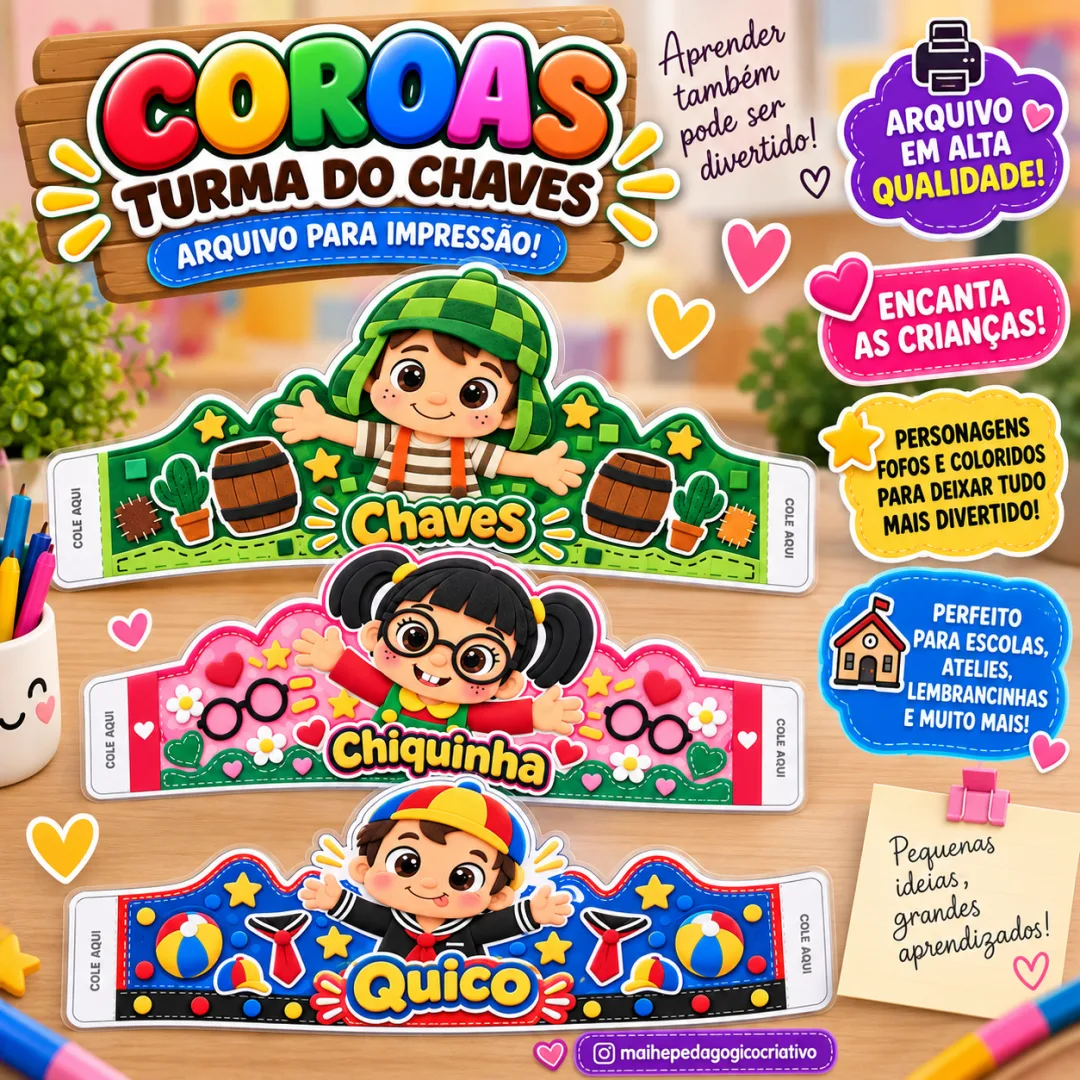 Coroas Turma Do Chaves - Arquivo Digital - Educação Infantil - Lembrancinhas