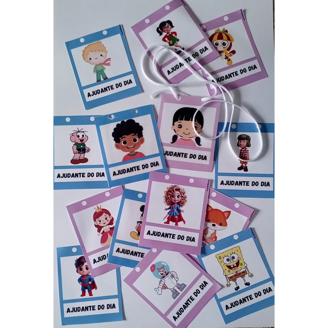 Crachá ajudante do dia PDF Ed infantil e fundamental 