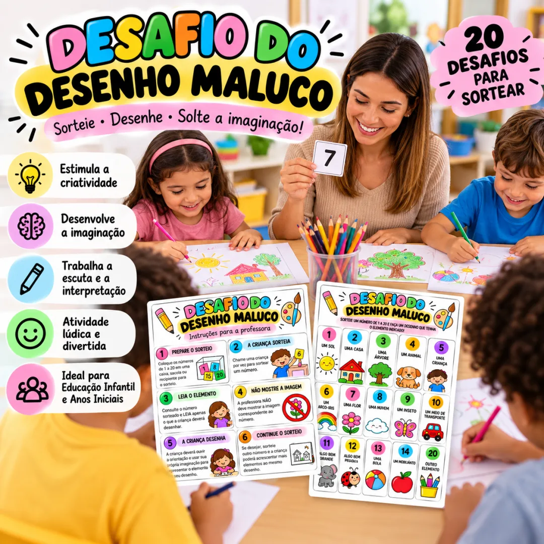 🎨 DESAFIO DO DESENHO MALUCO - Artes - Educação infantil 