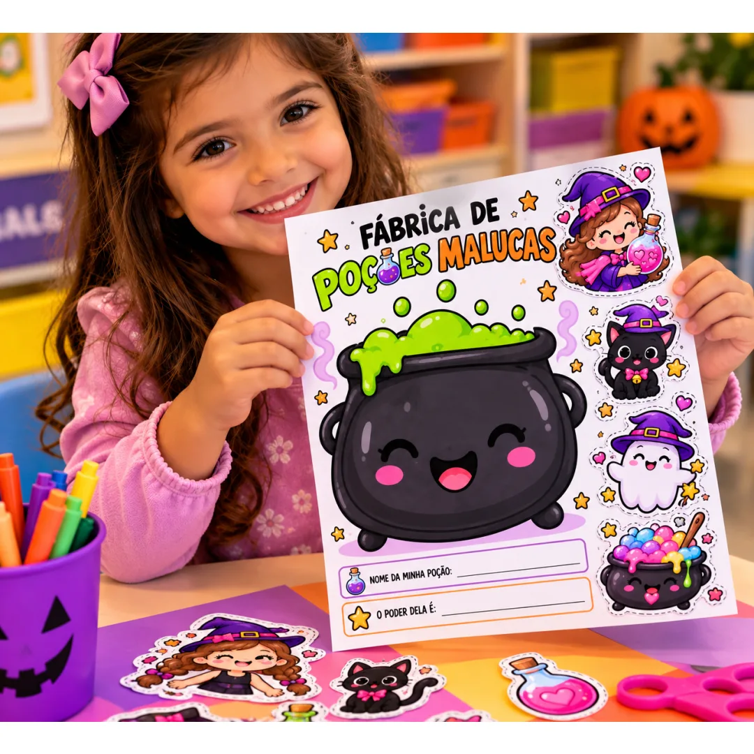 Dia do Hallowin Atividades Lúdicas para Recortar, Colar e Montar em PDF