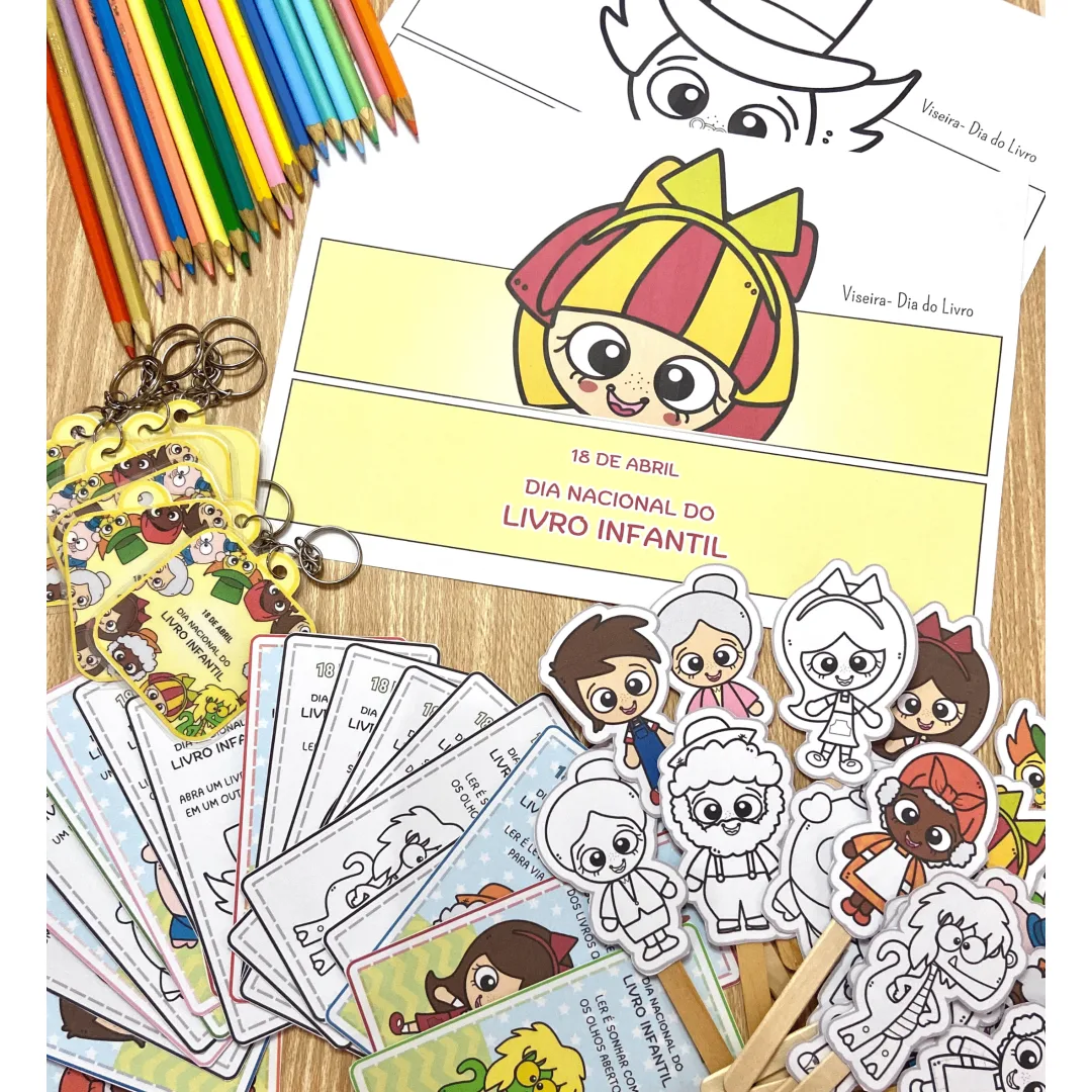 DIA DO LIVRO: KIT DE LEMBRANCINHAS + PAINEL / DECORAÇÃO