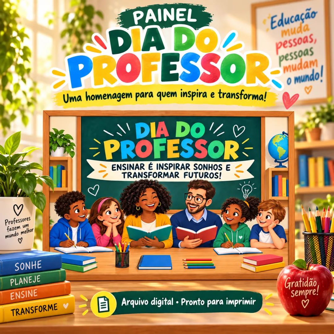 Dia do Professor - Painel Decorativo PDF (Ed. Infantil ao EFII)