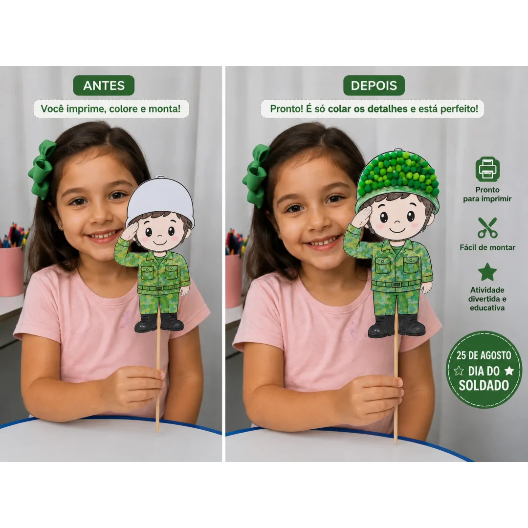 Dia do Soldado | Soldadinho Infantil em PDF para Imprimir e Colorir – 25 de Agosto!