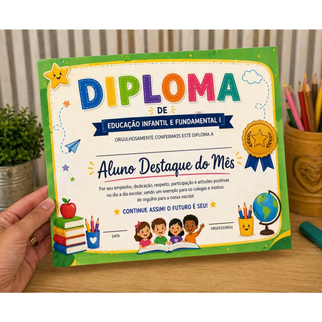 Diploma Aluno Destaque — Pronto para Imprimir