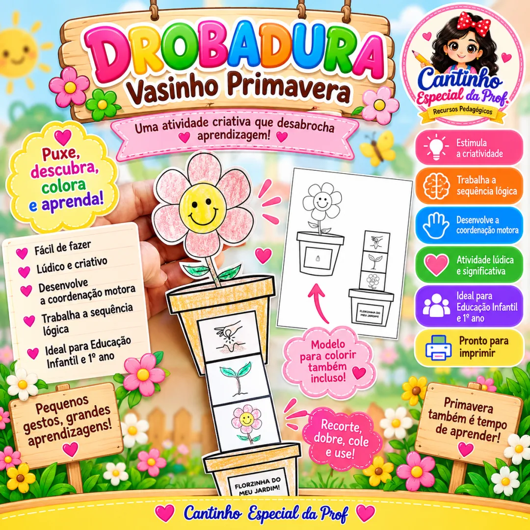 🌷🌸Dobradura Vasinho Primavera em PDF🌷🌸