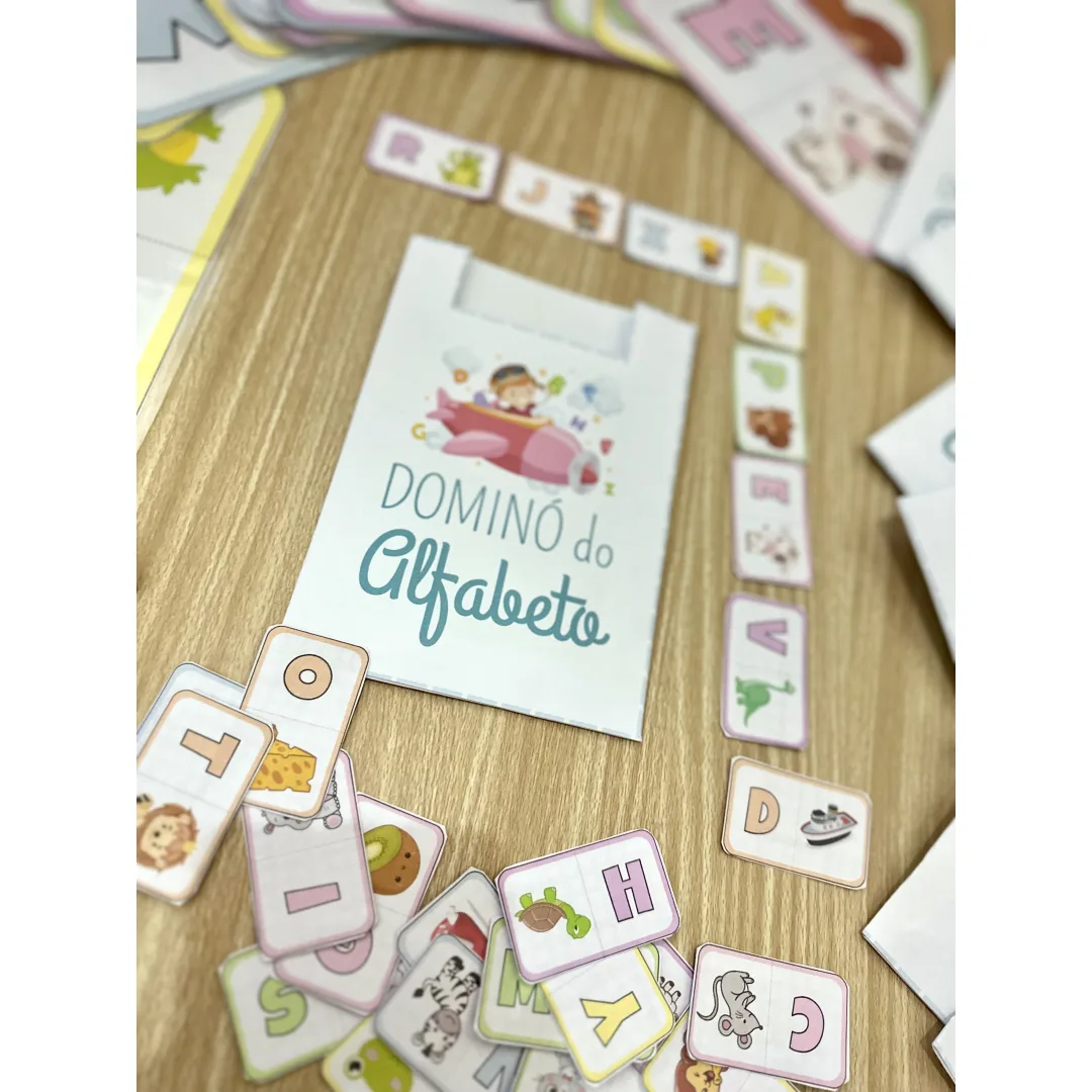 Dominó do Alfabeto — 26 Fichas em 3 Tamanhos e Saquinho em PDF