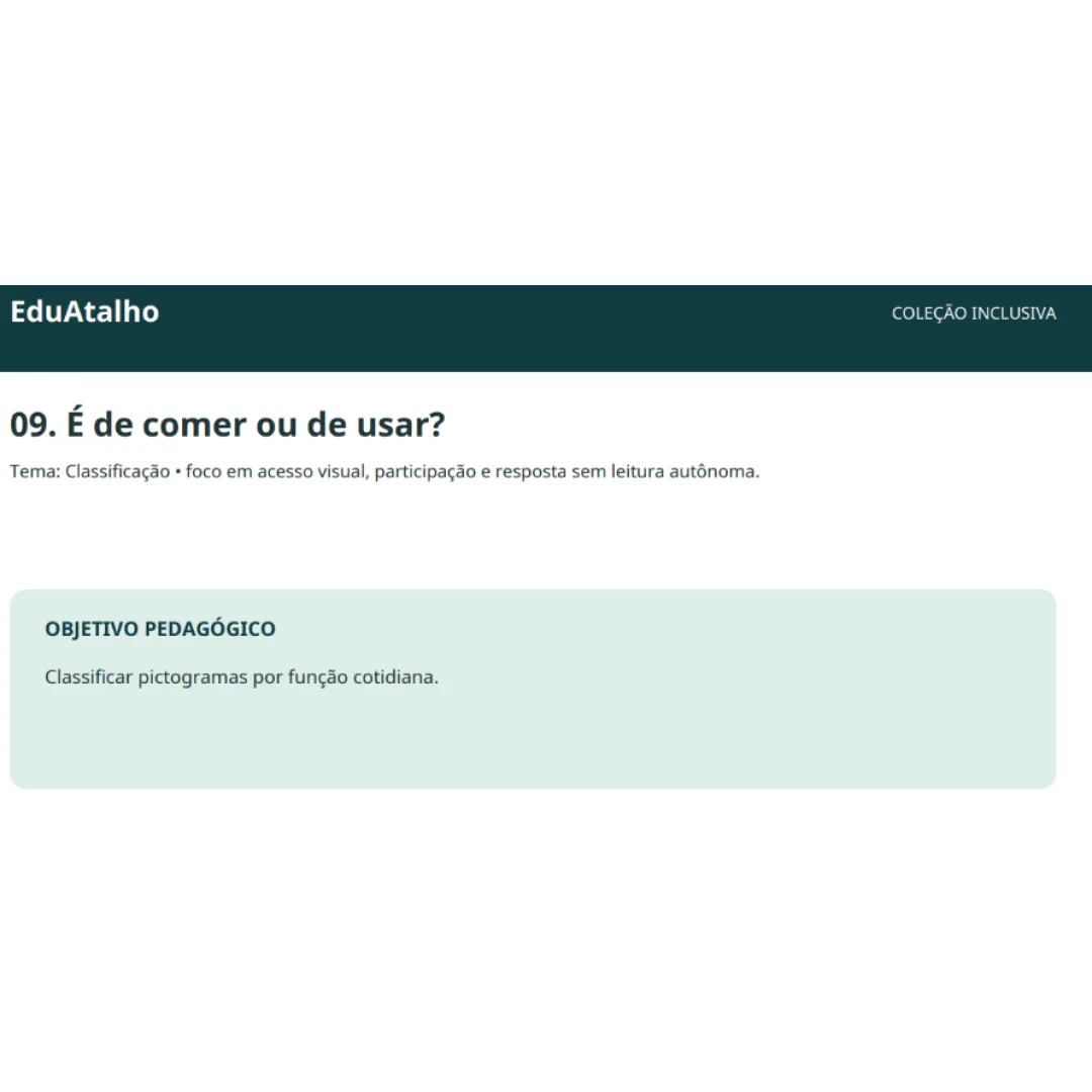 É de Comer ou de Usar? – Classificação de Objetos com Peças de Apoio em PDF