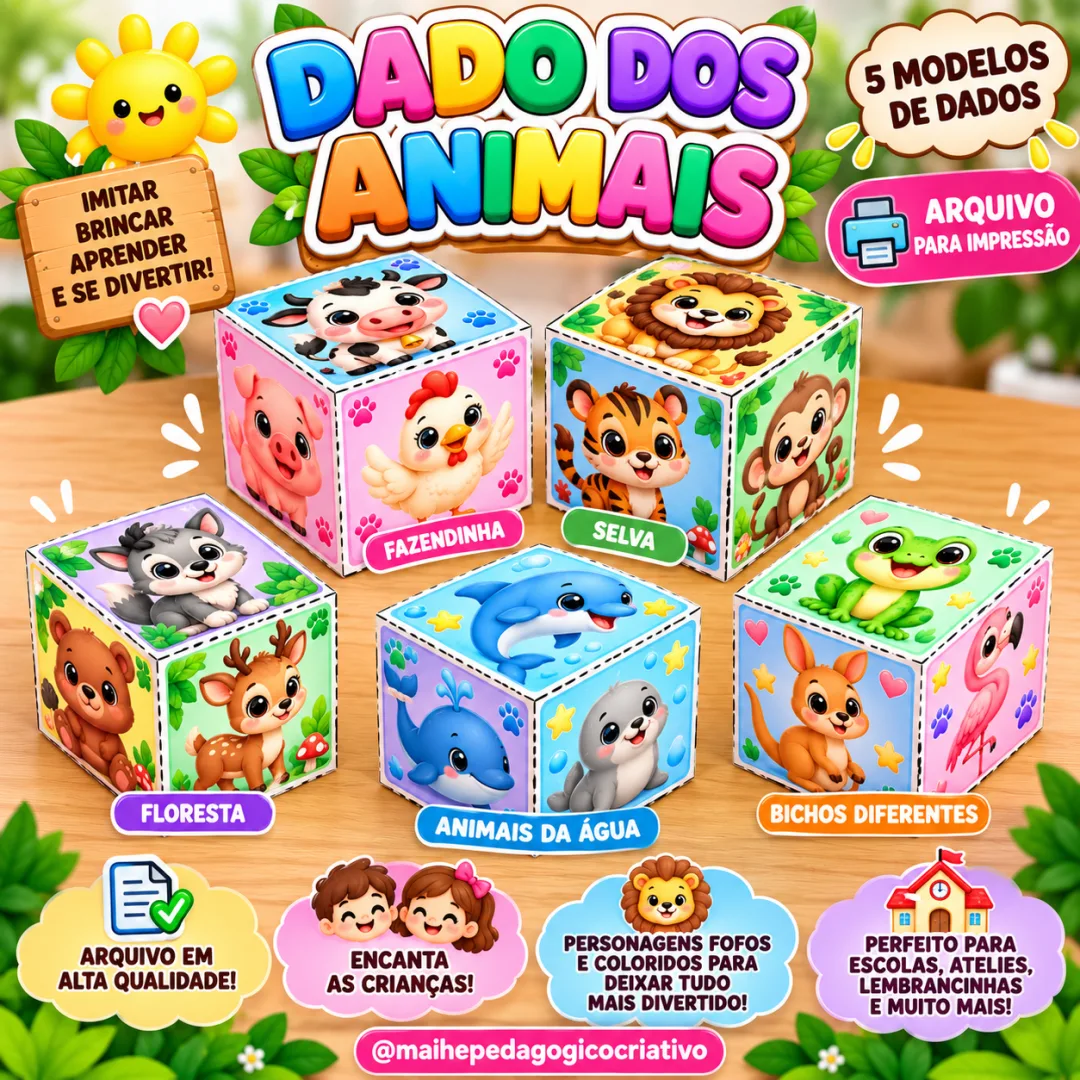 Imitando os Animais - Dado dos Animais - Educação Infantil - Arquivo Digital - Jogos