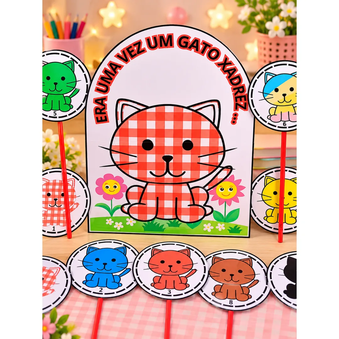 Educação Infantil: Luva Gato Xadrez em PDF - 5 Folhas