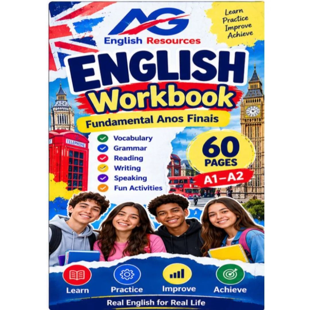 Workbook de Inglês A1 e A2 - 60 Atividades PDF para Ensino Fundamental II
