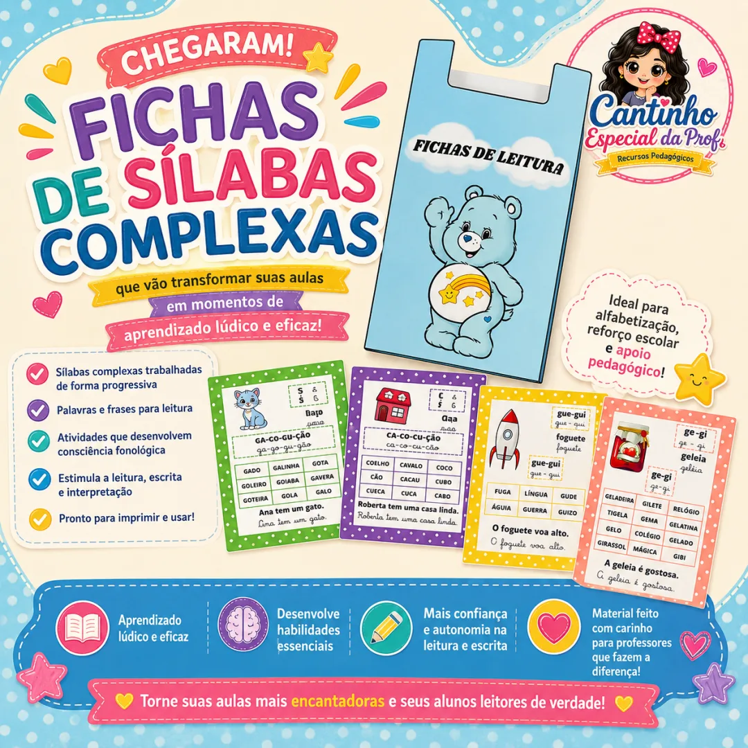 📖✨ Fichas de Leitura Sílabas Complexas📖✨