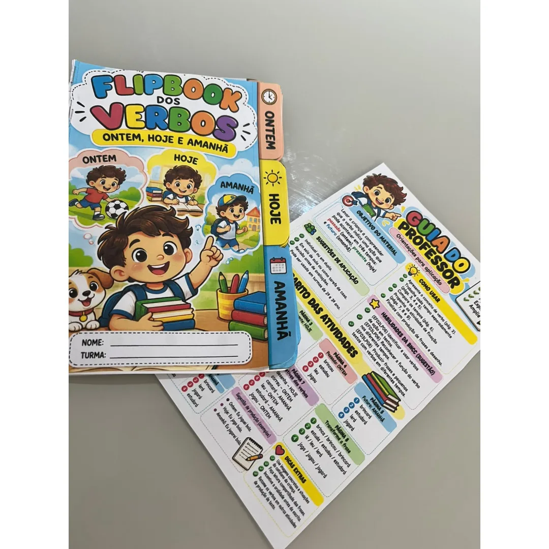 Flipbook dos Verbos – Atividade de Tempos Verbais: Passado, Presente e Futuro em PDF para 2º e 3º Ano