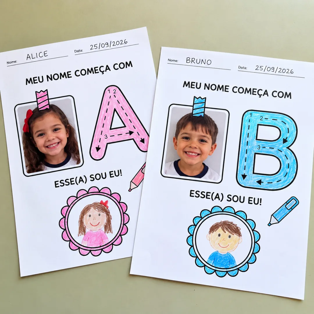 Folhinha – 1ª Letra do Meu Nome em PDF para Alfabetização