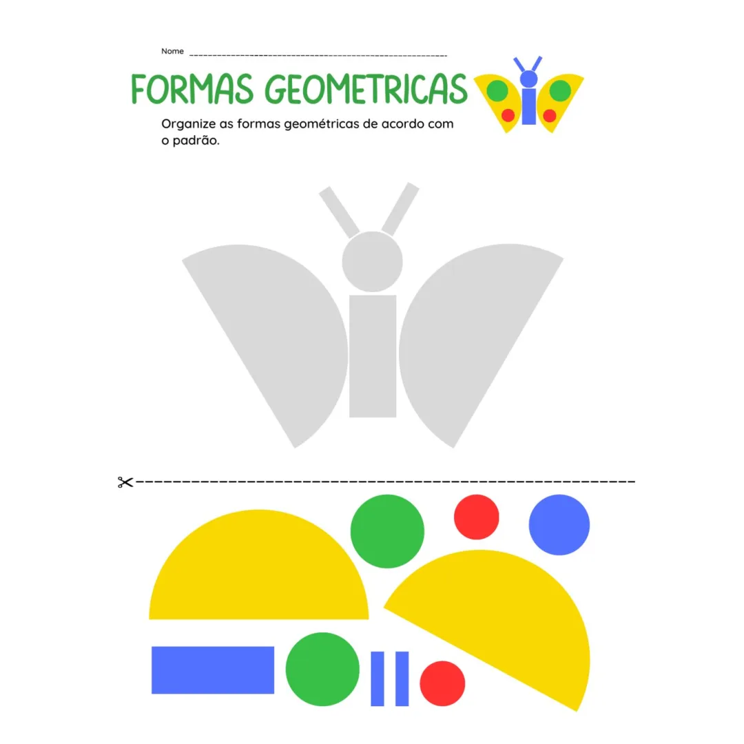 Formas Geométricas Organize de Acordo com o Padrão — Pronto para Imprimir
