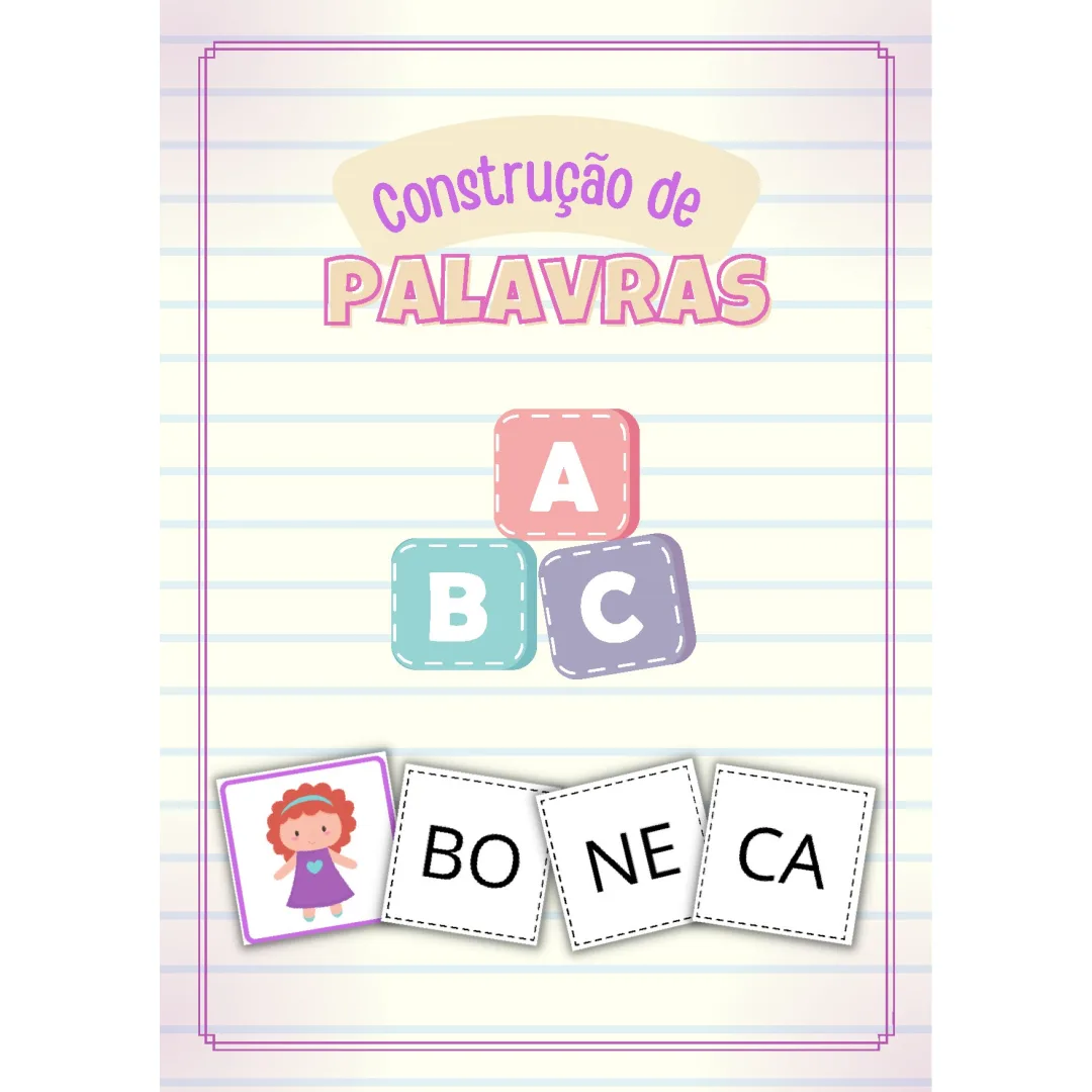 Construção de palavras Alfabetização-Recorte e colagem-PDF
