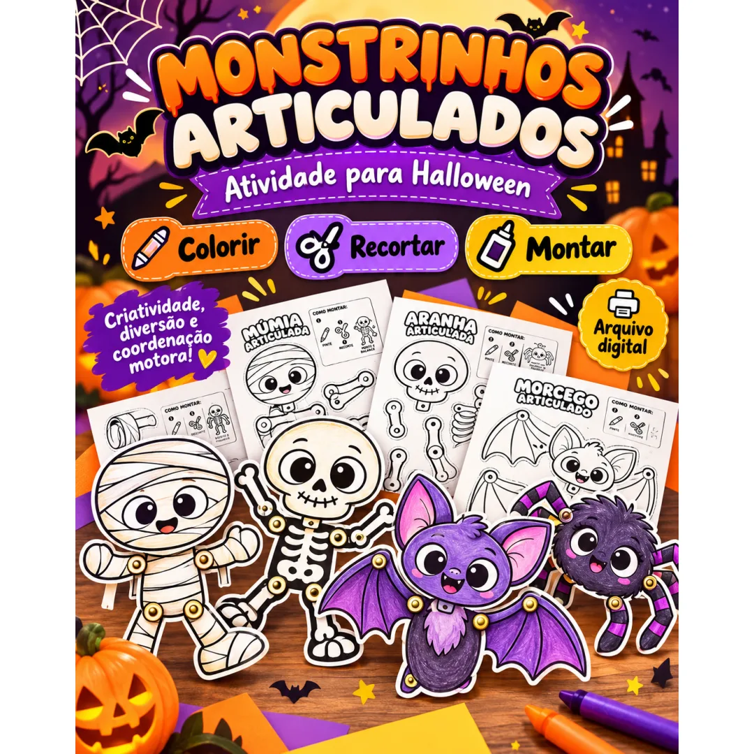 Halloween - Monstrinhos Articulados - PDF 