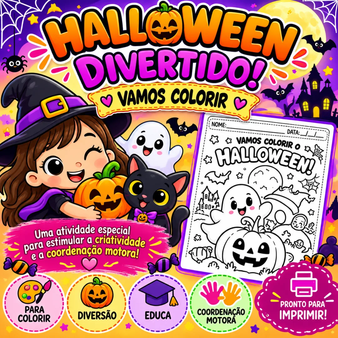 Halloween Divertido: Atividade de Colorir para Educação Infantil em PDF