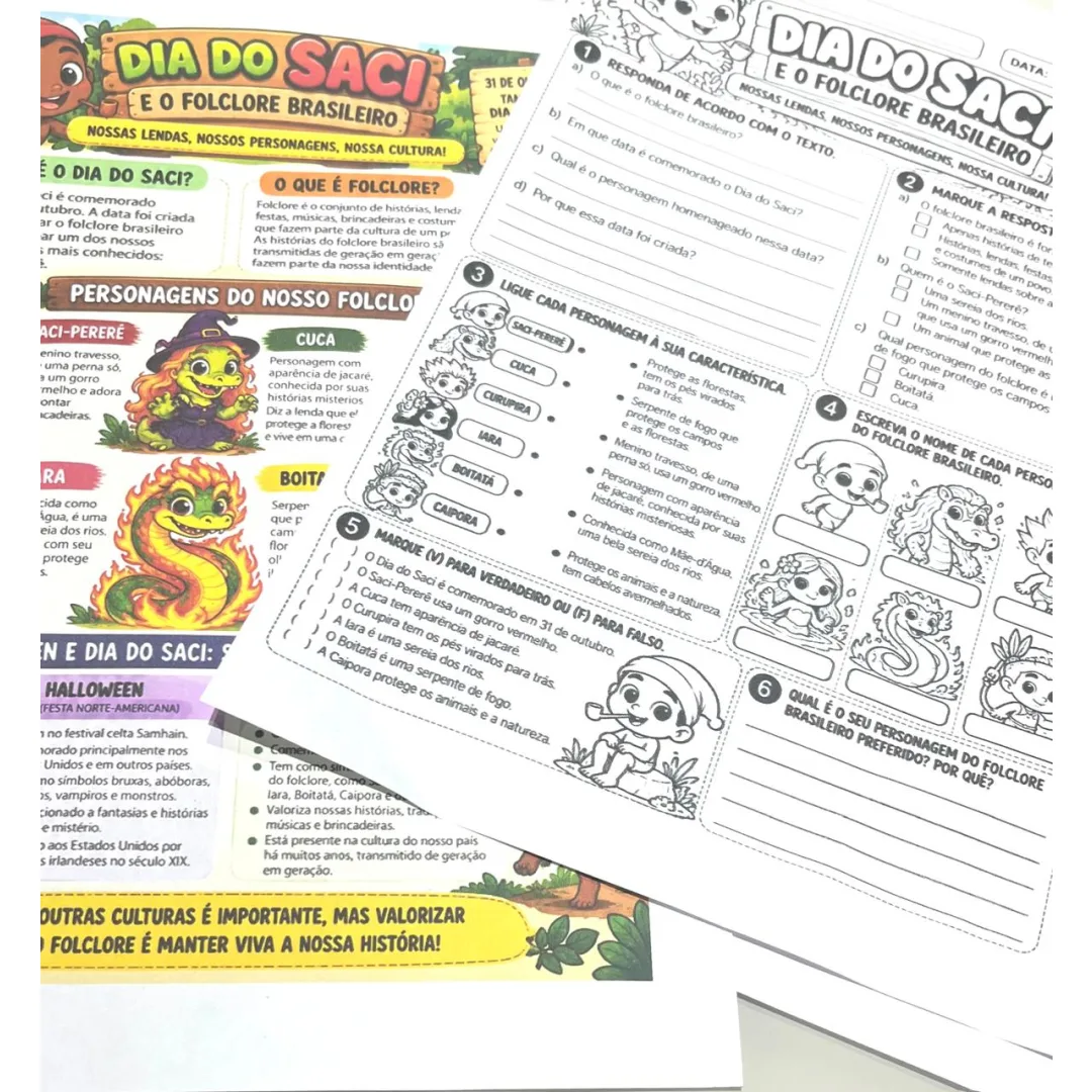 Atividades Halloween e Dia do Saci - Ensino Fundamental - PDF