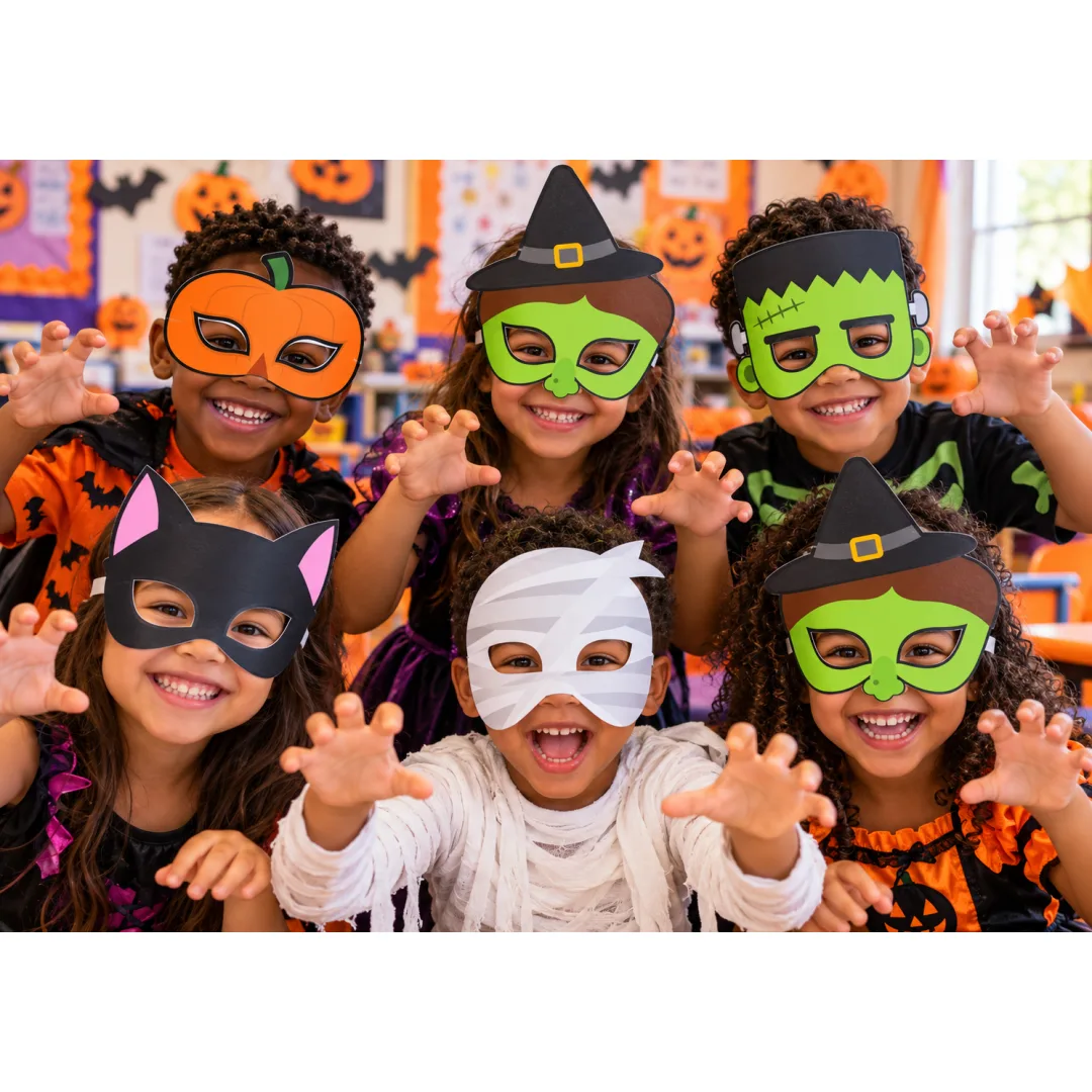 Halloween - Painel e Máscaras - PDF - 4 Folhas A4