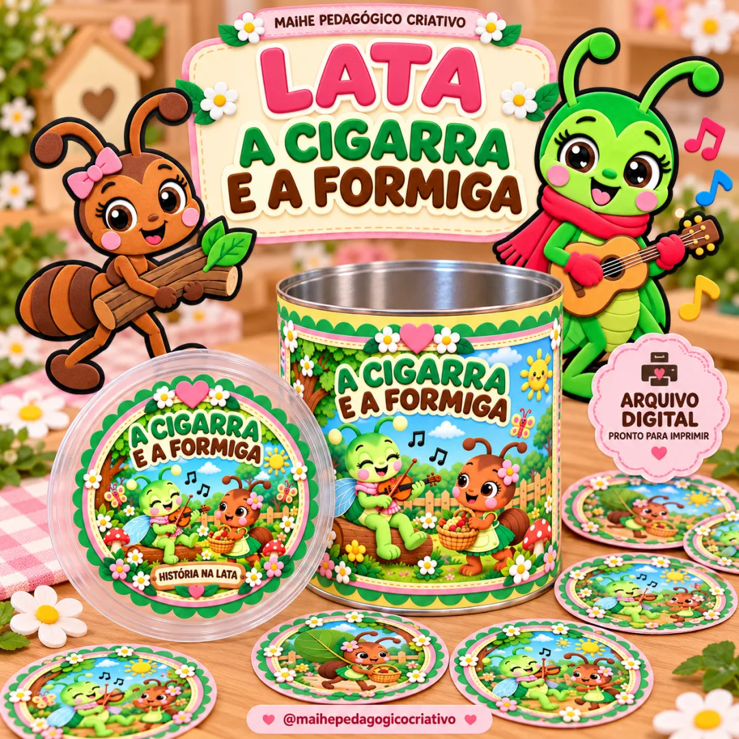 História Na Lata – A Cigarra E A Formiga - Kit - Educação Infantil - Arquivo Digital