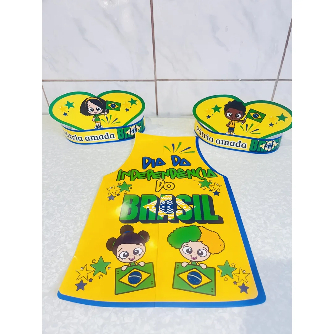 KIT INDEPENDÊNCIA DO BRASIL / 7 DE SETEMBRO / SETE DE SETEMBRO / SEMANA DA PÁTRIAç AVENTAL E VISEITA/COROA