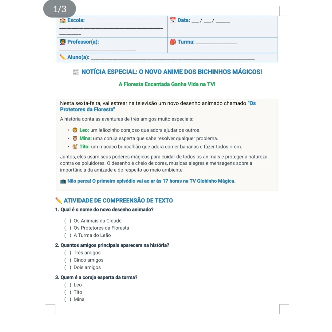 Interpretação de Texto - 5º ao 9º ano - Língua Portuguesa - PDF com 3 arquivos