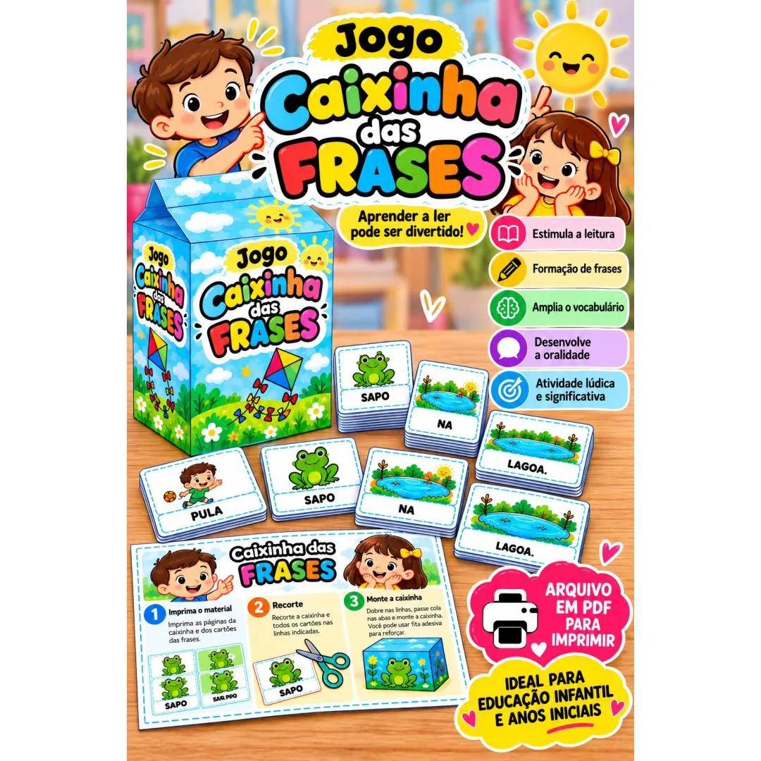 Jogo Caixinha das Frases PDF - Alfabetização