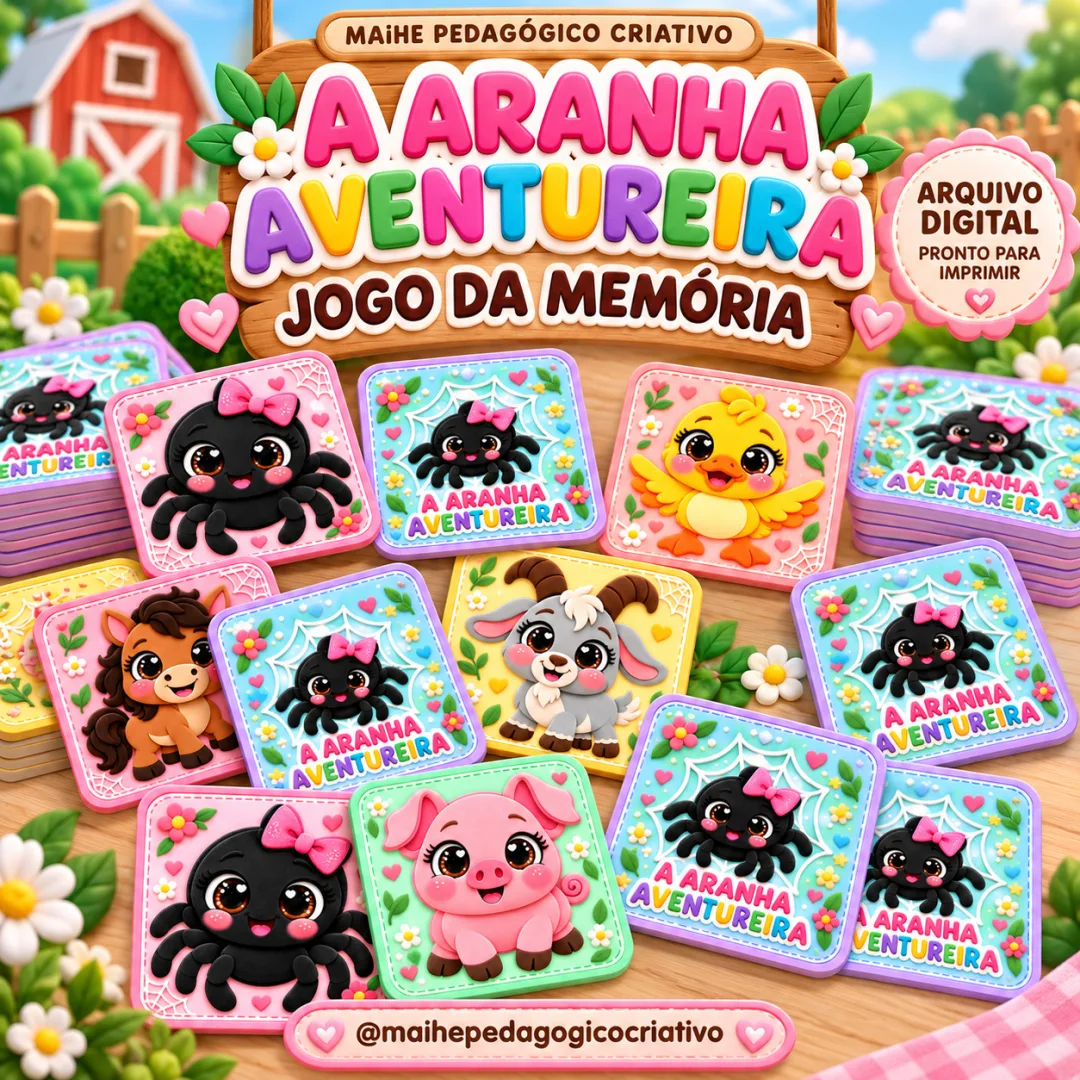 Jogo da Memória – A Aranha Aventureira -Educação Infantil - Arquivo Digital PDF