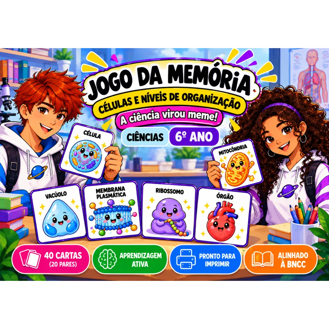 Jogo da memória: Células e níveis de organização 6°ano em PDF