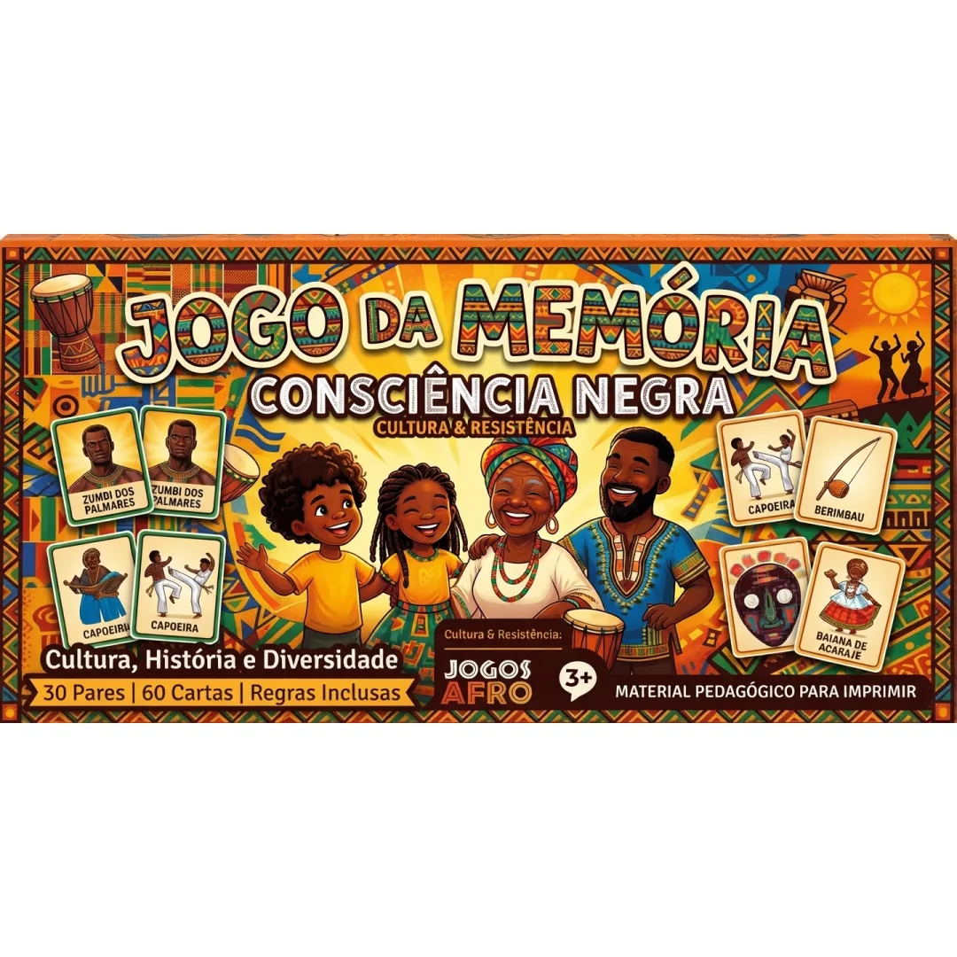 JOGO da MEMÓRIA CONSCIÊNCIA NEGRA- Educação Infantil (com Mediação) e 1º ao 5º Ano. em PDF