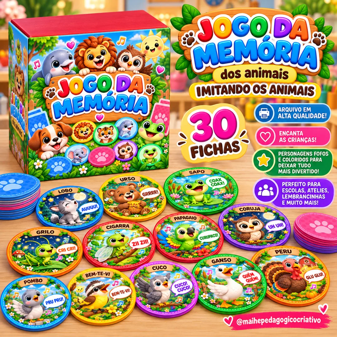 Imitando os Animais - Jogo da Memória dos Animais - Educação Infantil - Arquivo Digital