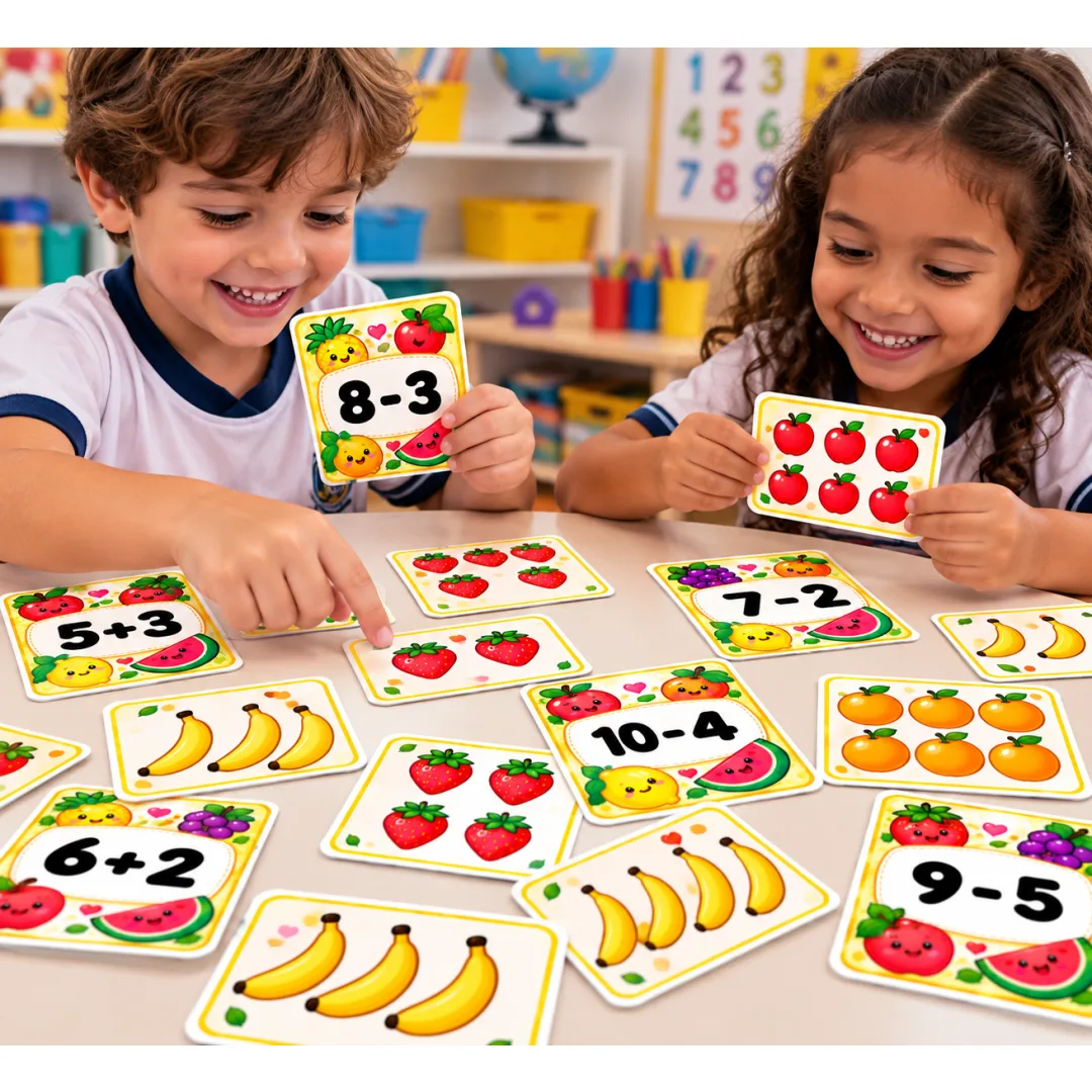 Jogo da Memória Matemática com Frutinhas — Adição e Subtração em PDF