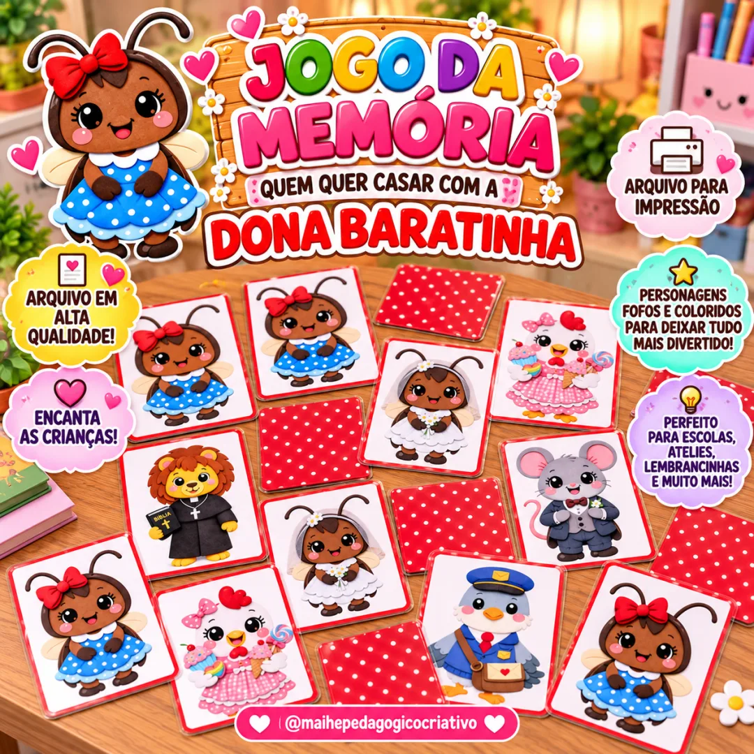 Jogo da Memória Quem Quer Casar com a Dona Baratinha - Educação Infantil - Arquivo Digital