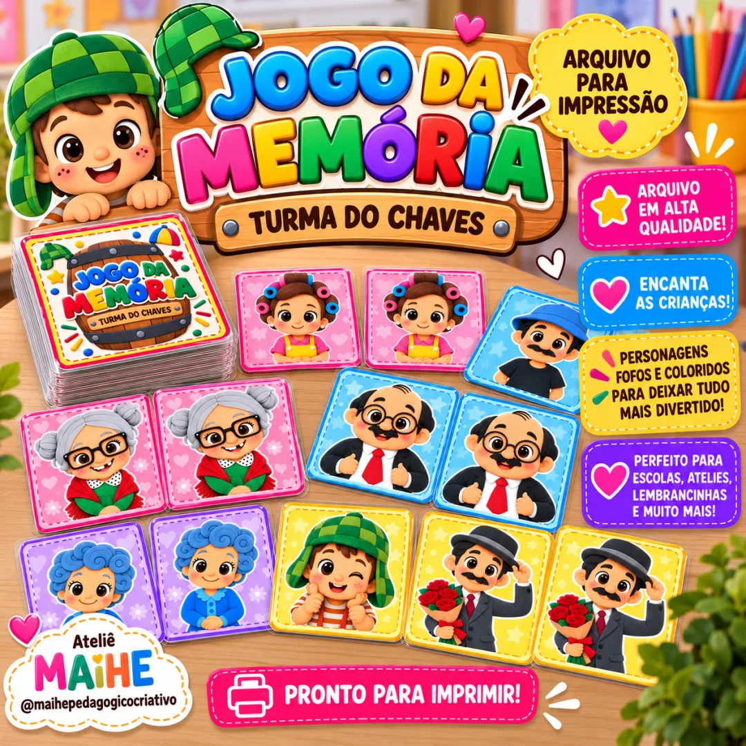 Jogo Da Memória Turma do Chaves - Educação Infantil - Arquivo Digital