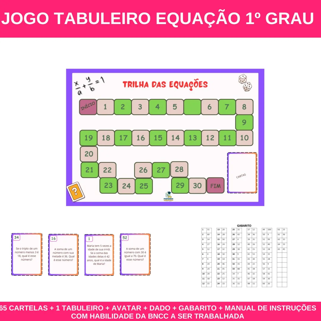 JOGO DE TABULEIRO EQUAÇÃO DO 1º GRAU