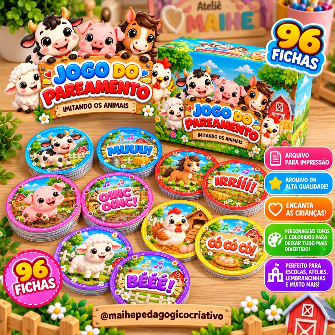 Imitando os Animais - Jogo do Pareamento – Educação Infantil - Arquivo Digital