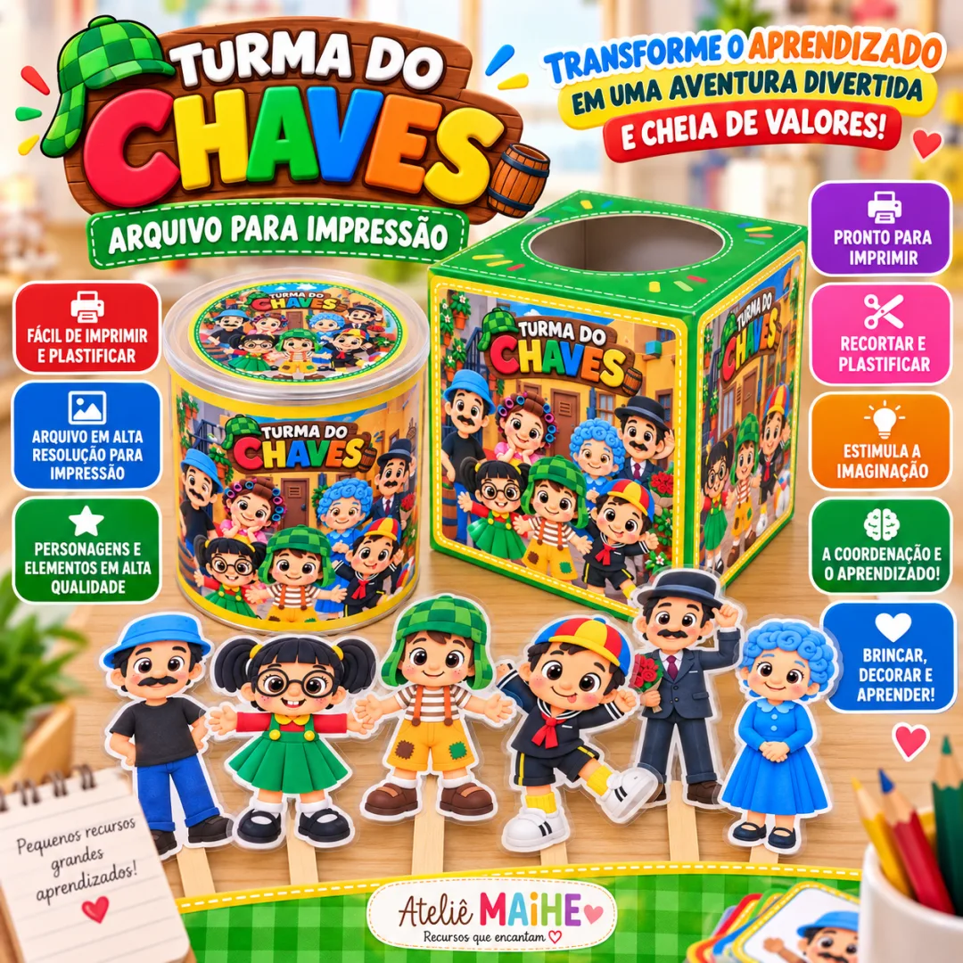 Lata / Caixa Turma Do Chaves - Educação infantil - Arquivo Digital - Contação de História
