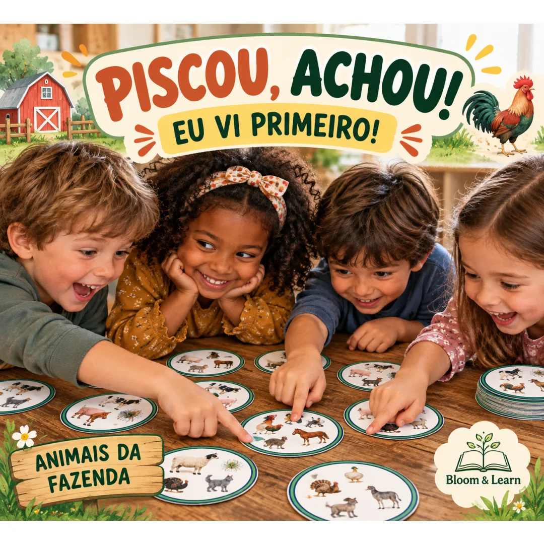 Jogo Piscou, Achou! - Animais da fazenda - Encontre os pares - Educação Infantil PDF